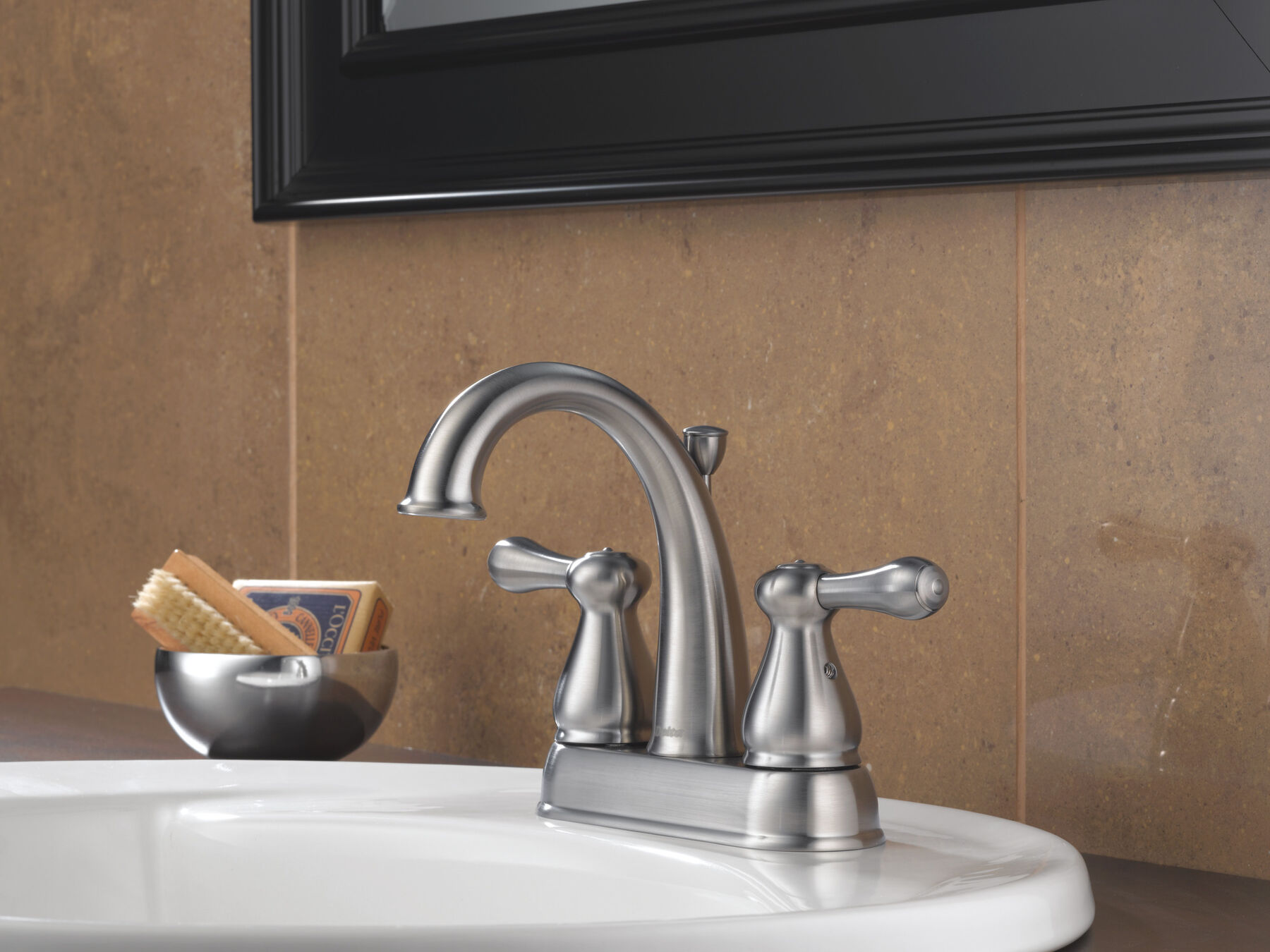 Two Handle Centerset Lavatory Faucet - Metal Pop-Up