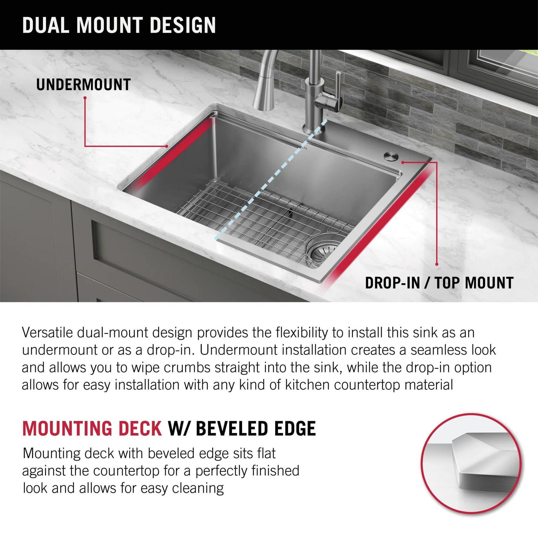 25&rdquo; Stainless Steel Workstation Kitchen Sink Drop-In Undermount Single Bowl with WorkFlow&trade; Ledge and Accessories