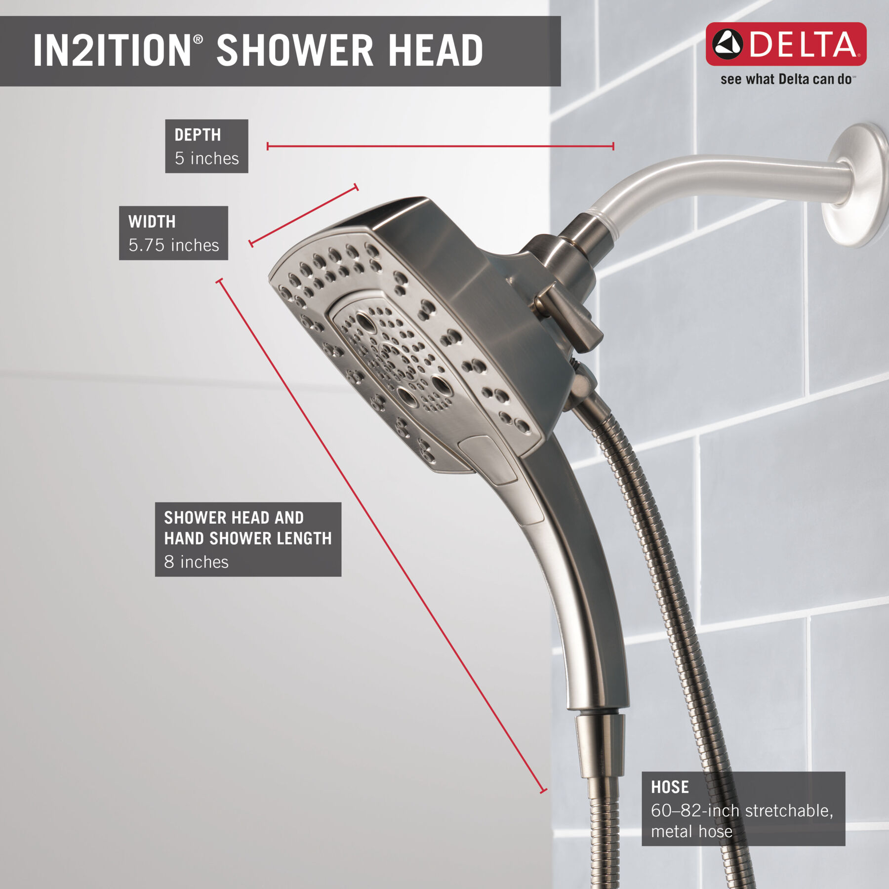 H<sub>2</sub>Okinetic&reg; In2ition&reg; 5-Setting Two-in-One Shower (Recertified)