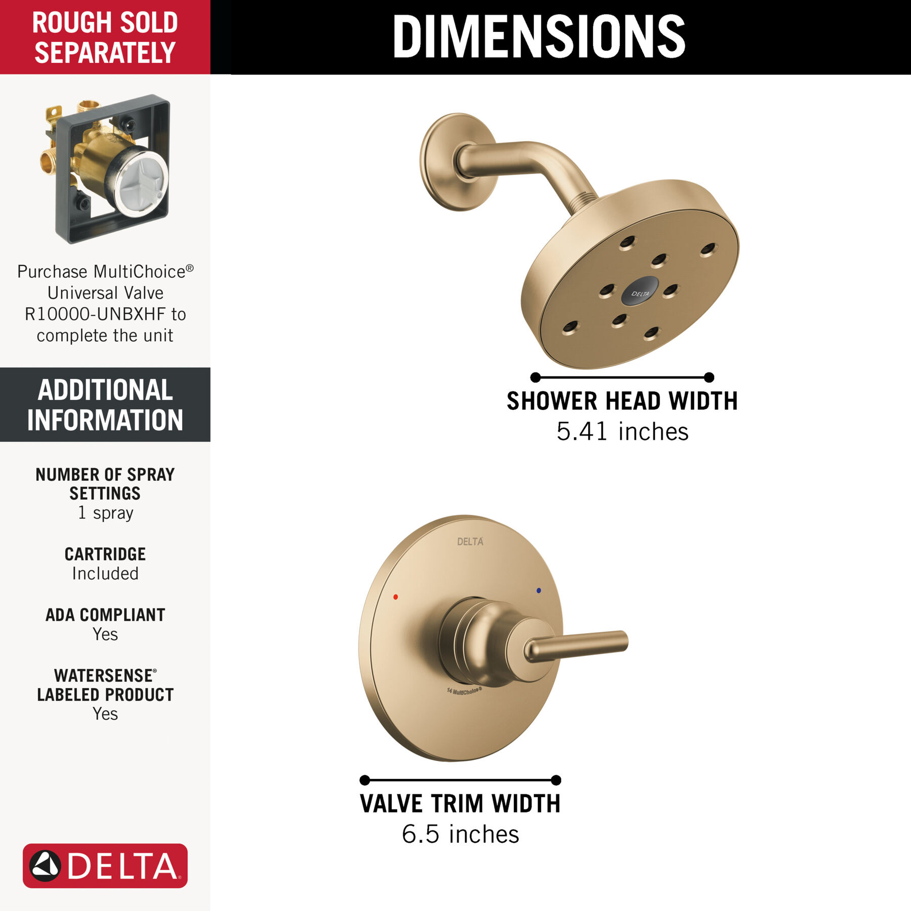 Widespread Lavatory Faucet with Shower Trim Bundle - 14 Series