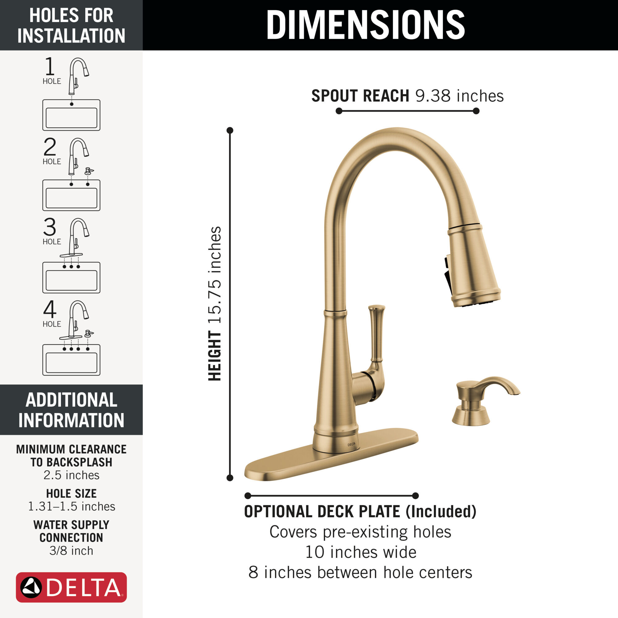 Single Handle Kitchen Pull-Down Faucet w/ Soap Dispenser in