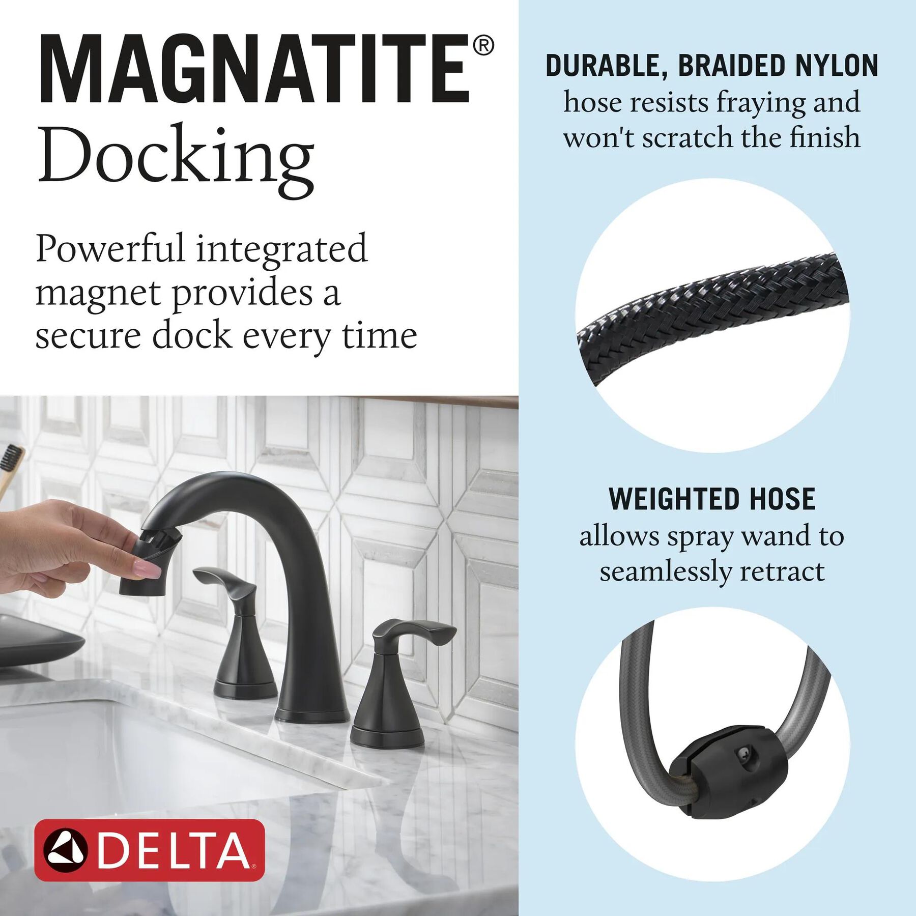 Two Handle Widespread Pull-Down Bathroom Faucet