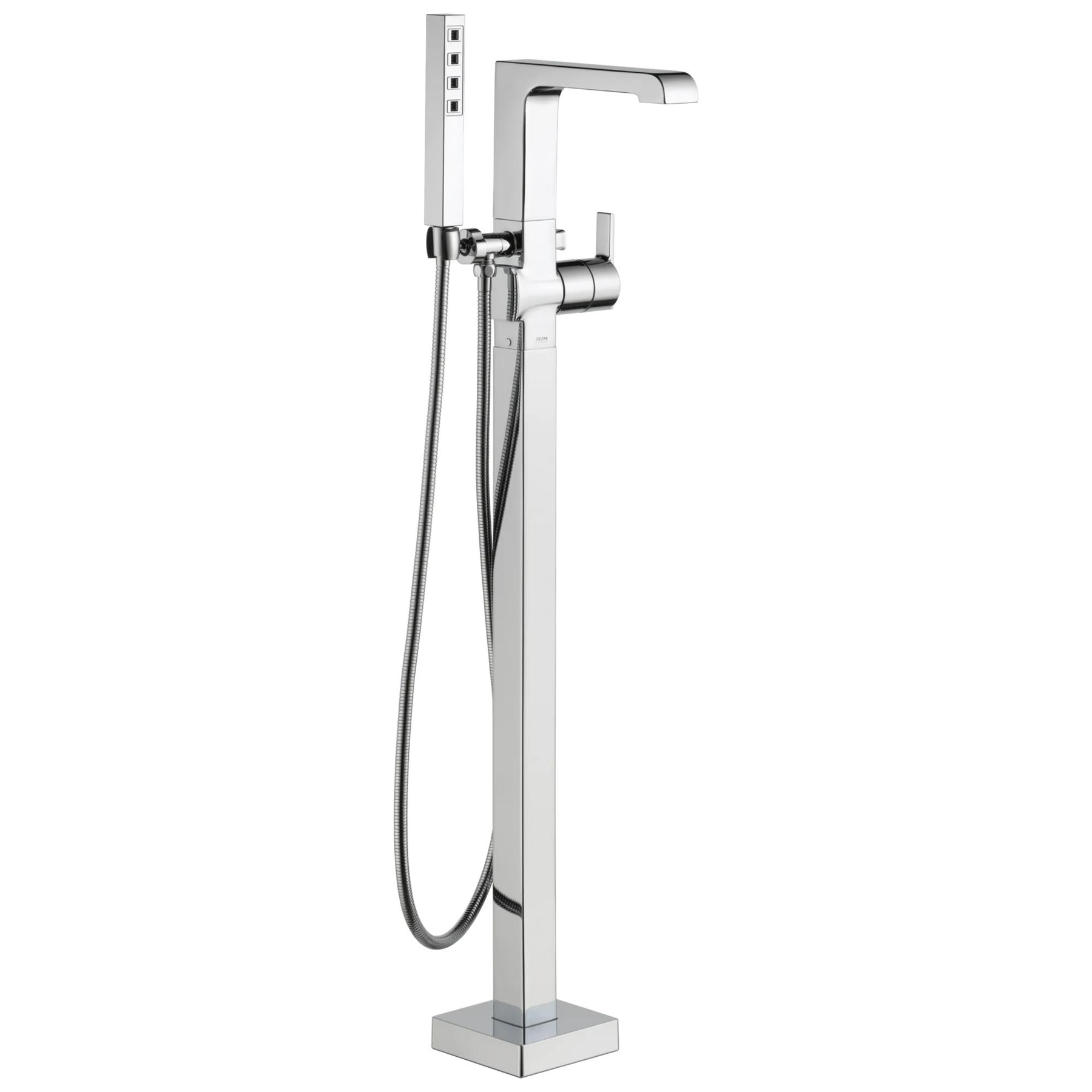 Single Handle Floor Mount Tub Filler Trim with Hand Shower