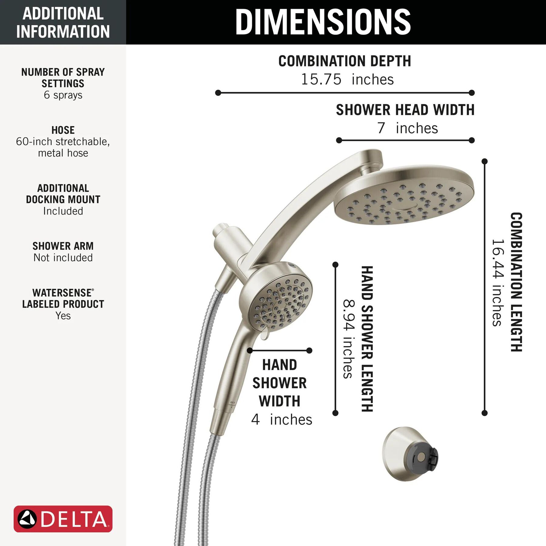 PivotPro&trade; 3-in-1 Combination Shower