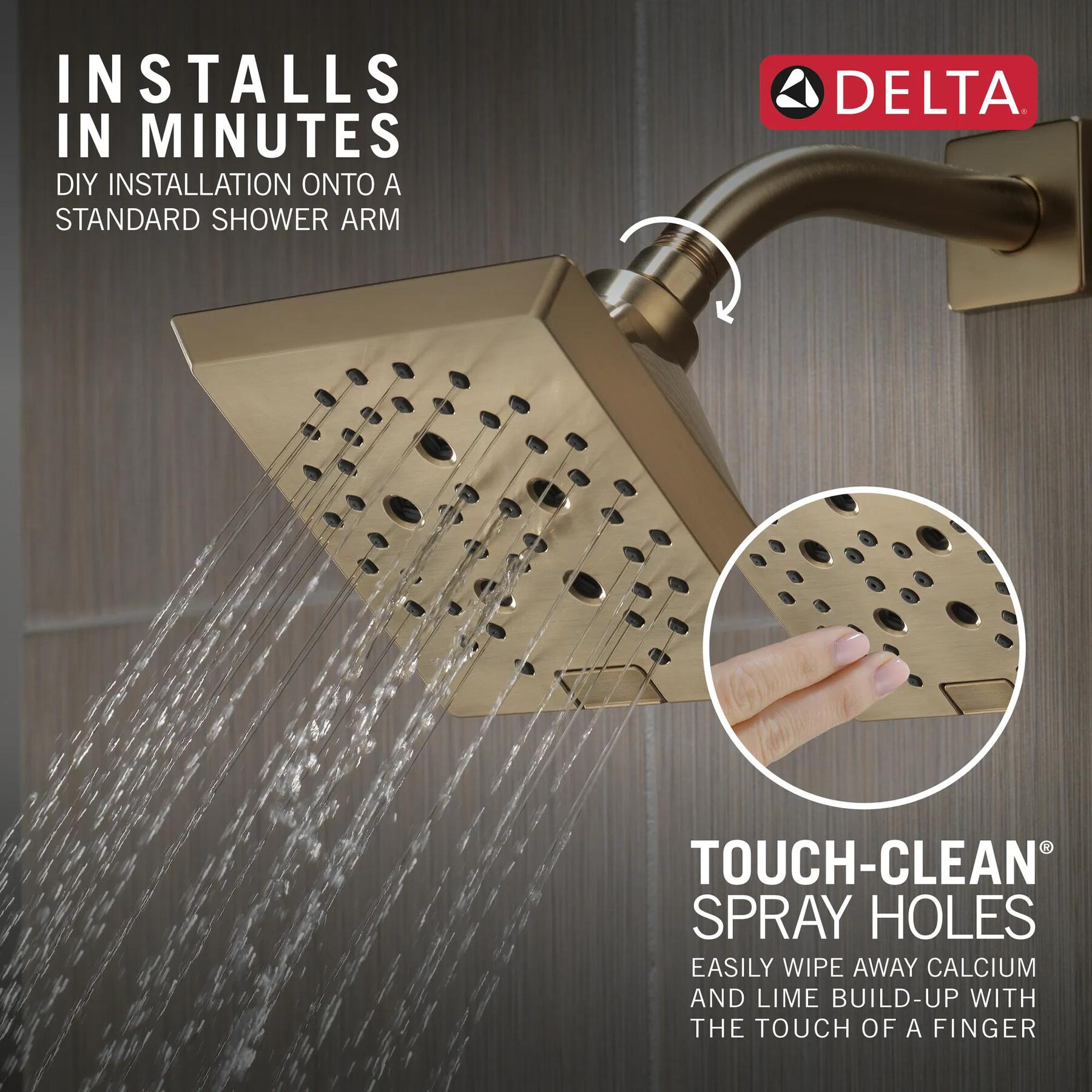 H<sub>2</sub>Okinetic&reg; 5-Setting Angular Modern Raincan Shower Head