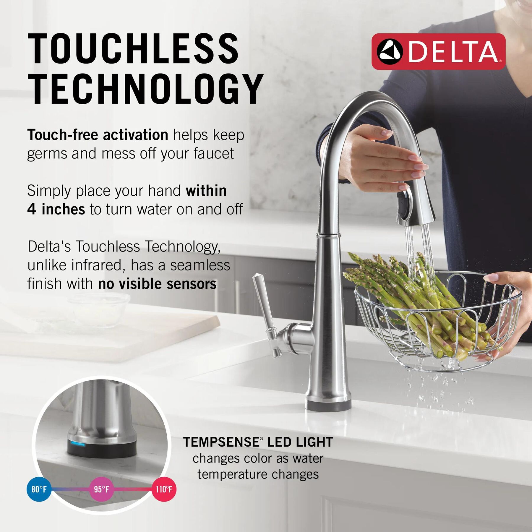 Touch<sub>2</sub>O&reg; Technology Kitchen Faucet with Touchless Technology