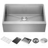 30&rdquo; Workstation Undermount&nbsp;Single Bowl&nbsp;16 Gauge Stainless Steel&nbsp;Farmhouse Apron Front Kitchen Sink&nbsp;with&nbsp;WorkFlow&trade; Ledge and Accessories
