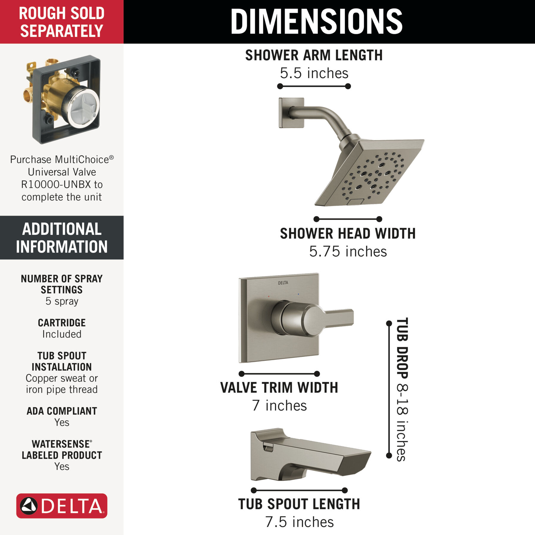 Monitor&reg; 14 Series H<sub>2</sub>Okinetic&reg; Tub and Shower Trim