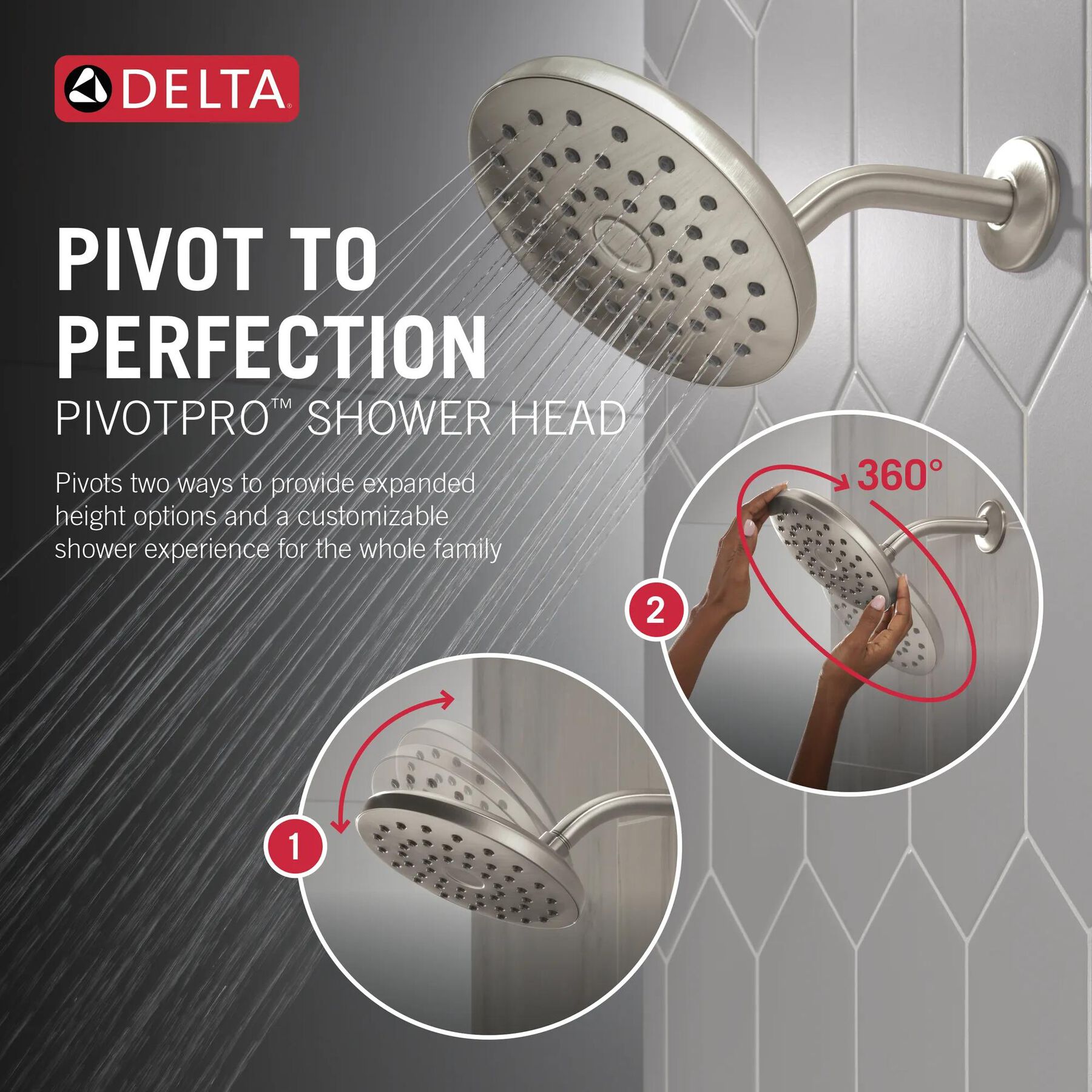 PivotPro&trade; Raincan Shower Head