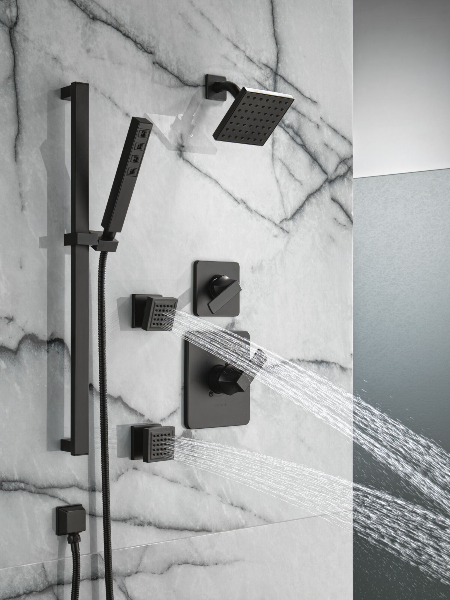 H2Okinetic® Single-Setting Slide Bar Hand Shower in Matte Black
