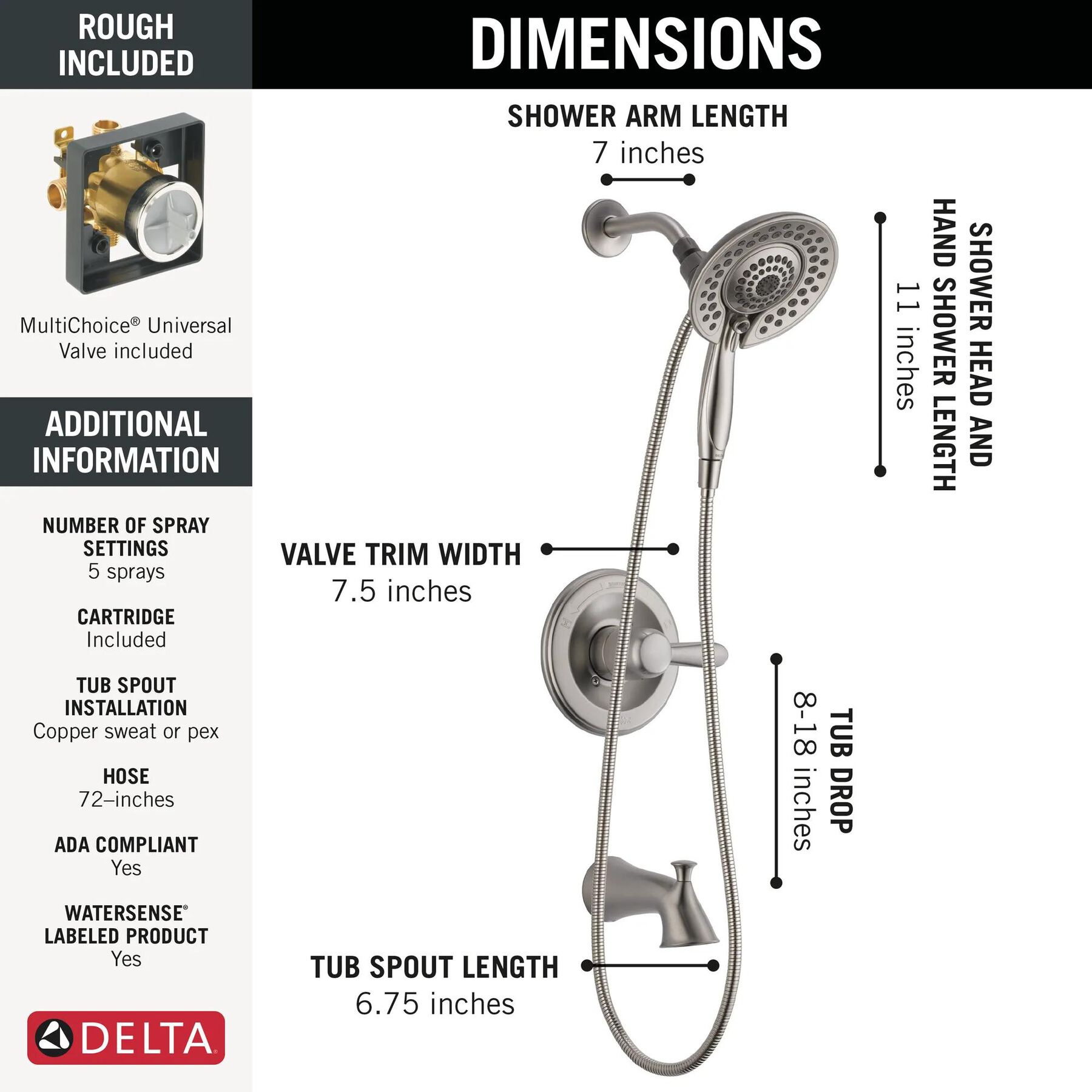 Monitor&reg; 14 Series Tub and Shower with WaterSense In2ition&reg; Two-in-One Shower