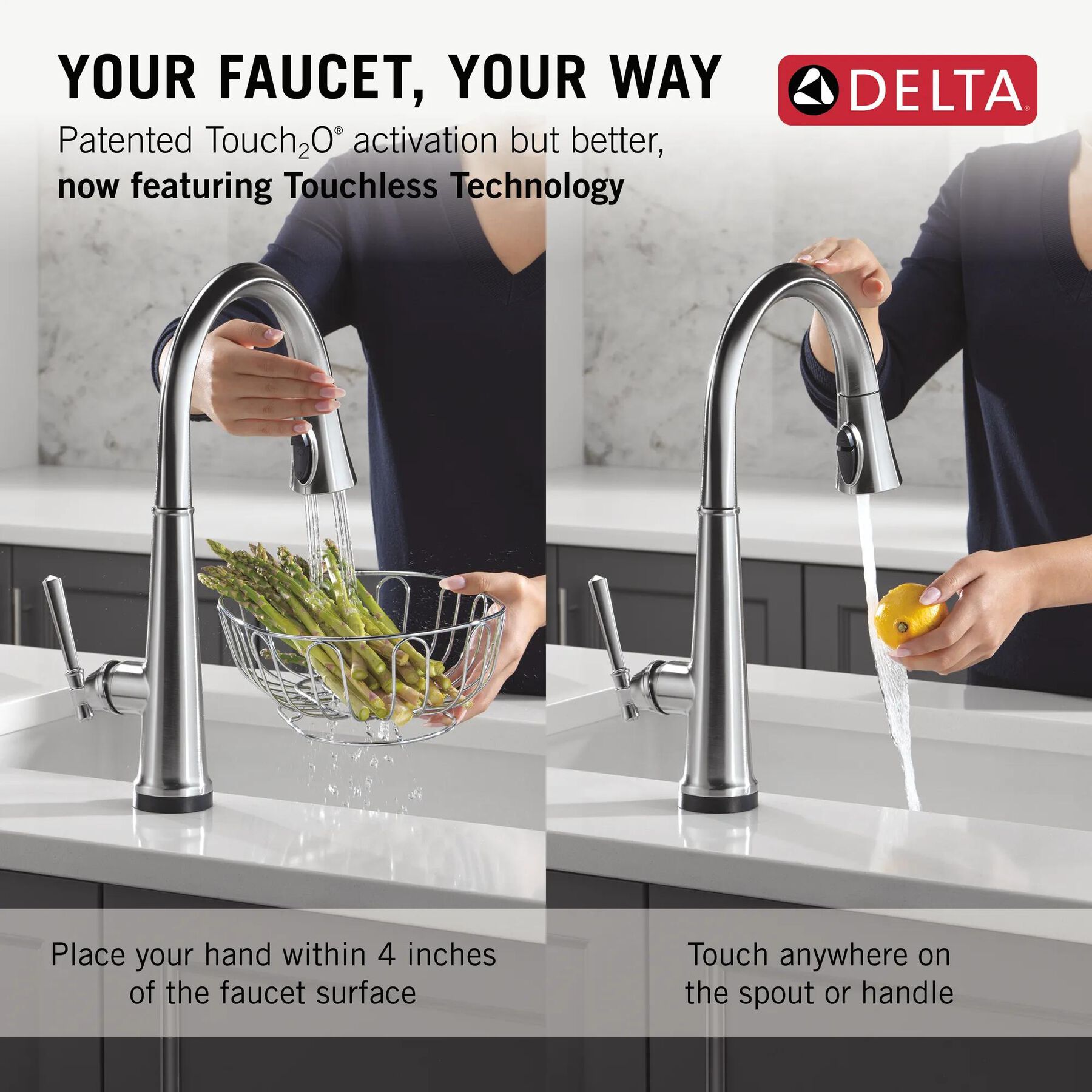 Touch<sub>2</sub>O&reg; Technology Kitchen Faucet with Touchless Technology
