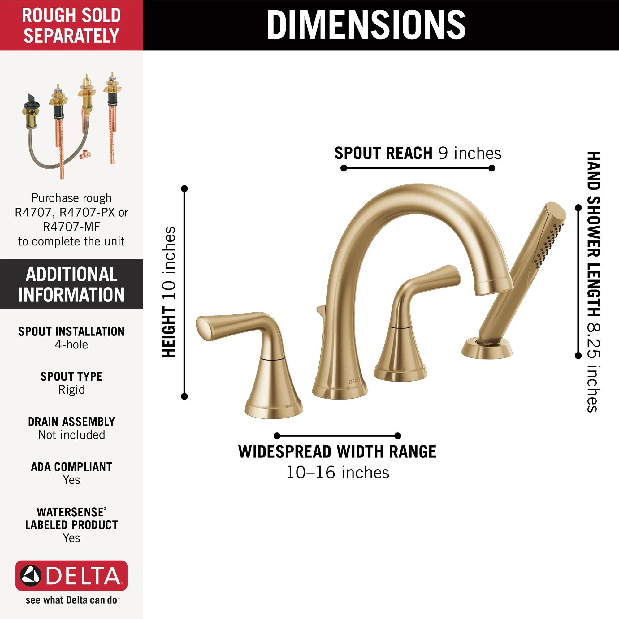 Roman Tub Trim With Hand Shower in Champagne Bronze T4733-CZ