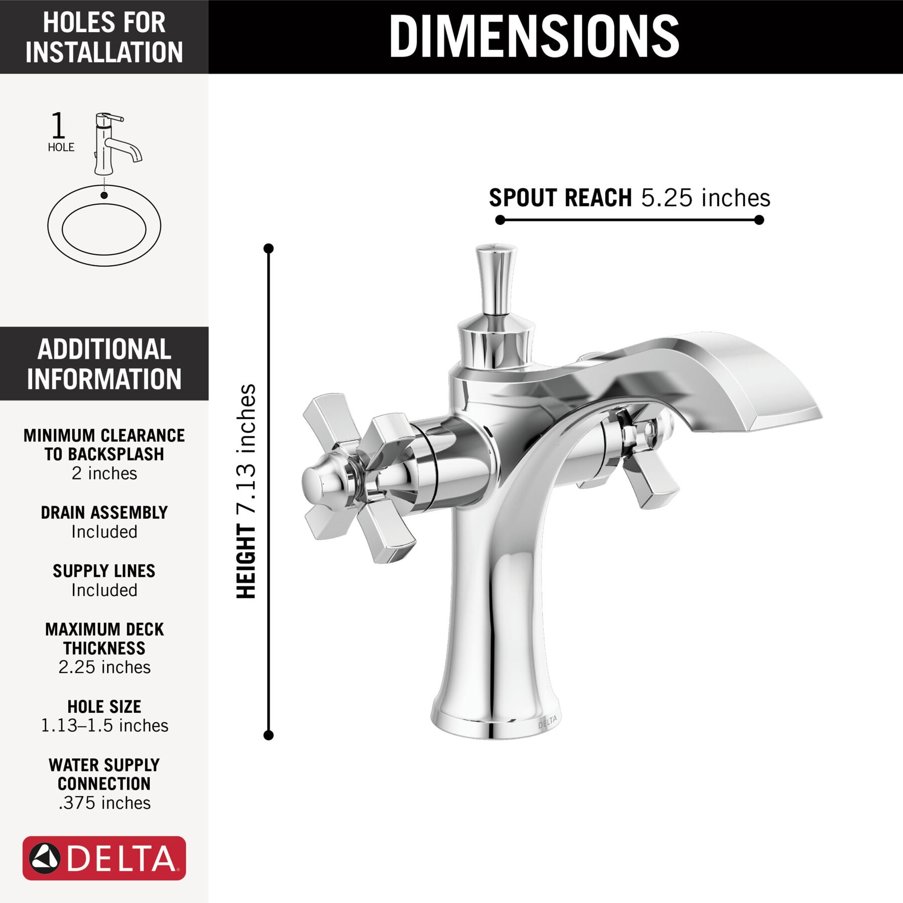 Two Handle Single Hole Monoblock Bathroom Faucet