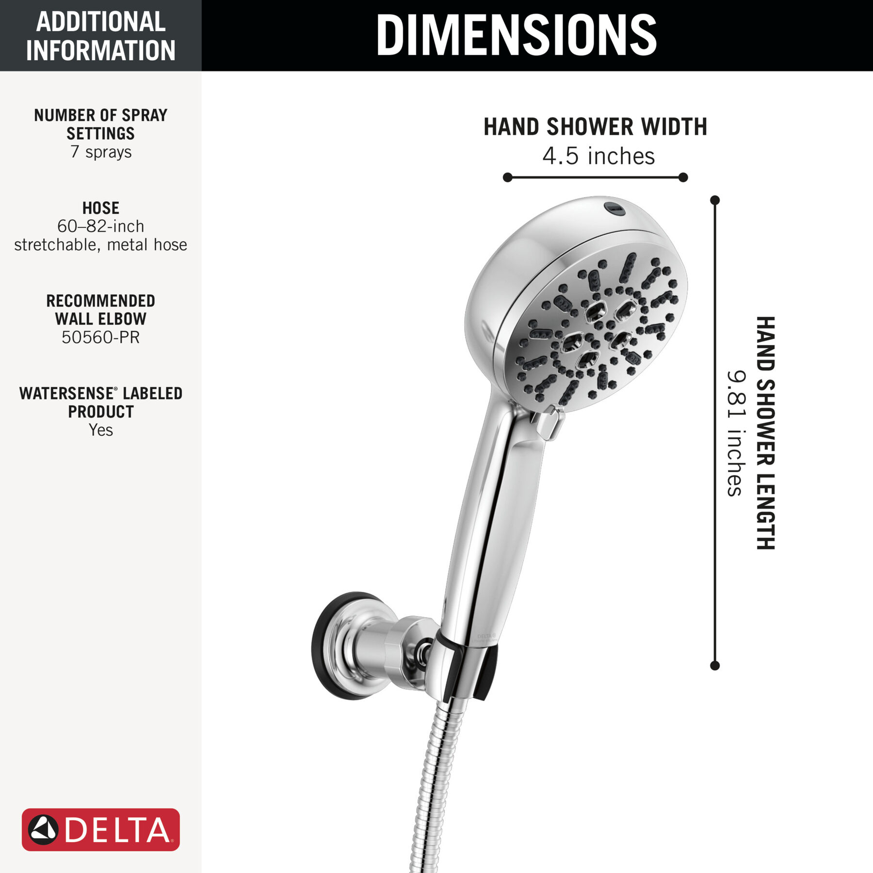 7-Setting Cleaning Wall Mount Hand Showe (Recertified)