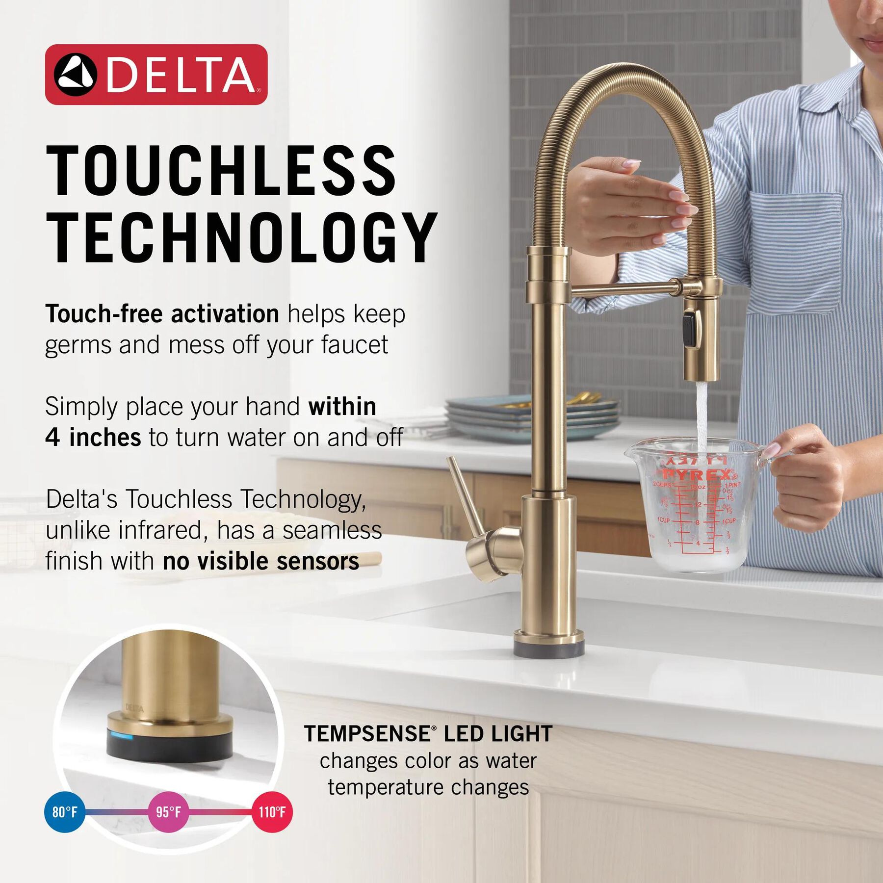 Touch<sub>2</sub>O&reg; Technology Kitchen Faucet with Touchless Technology