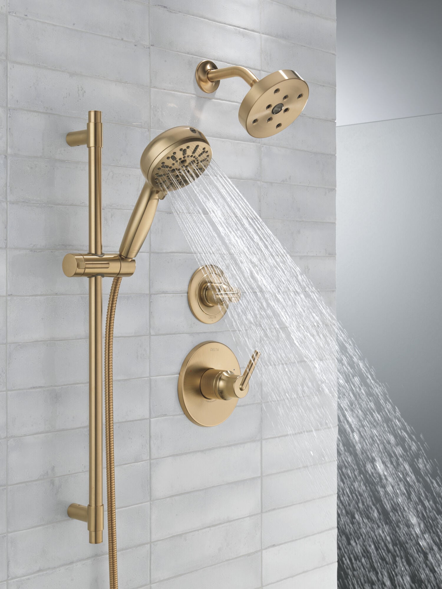 7-Setting Slide Bar Hand Shower with Cleaning Spray in Lumicoat
