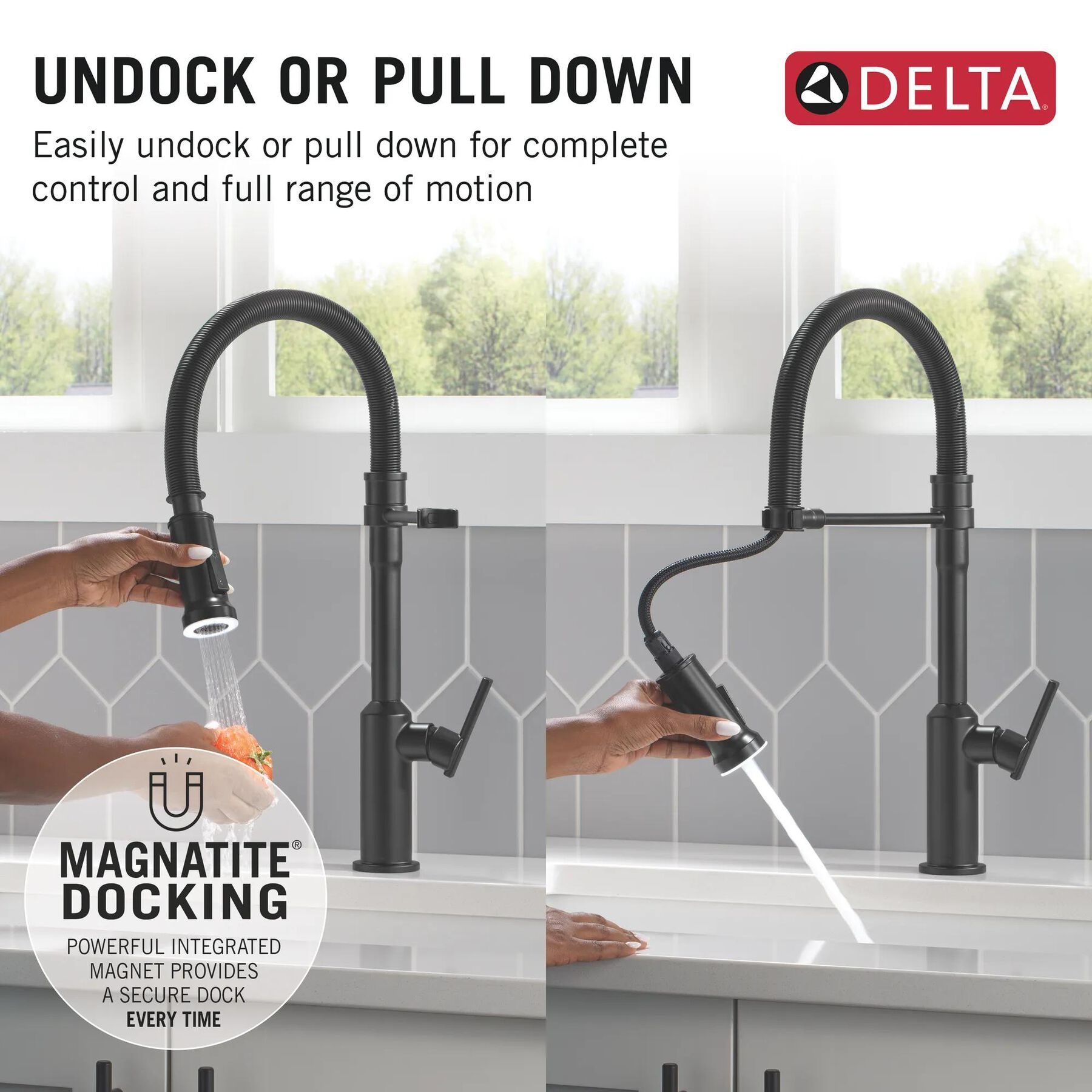 Single Handle Pull-Down Kitchen Faucet With Spring Spout