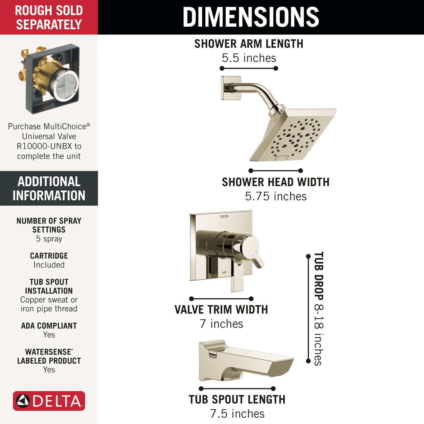Monitor&reg; 17 Series H<sub>2</sub>Okinetic&reg; Tub and Shower Trim