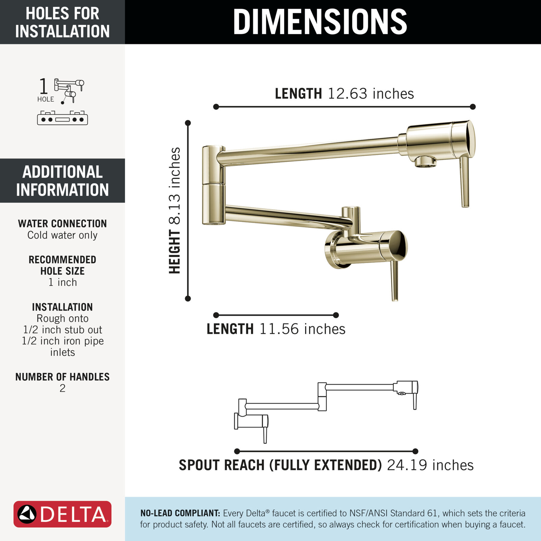 Contemporary Wall Mount Pot Filler