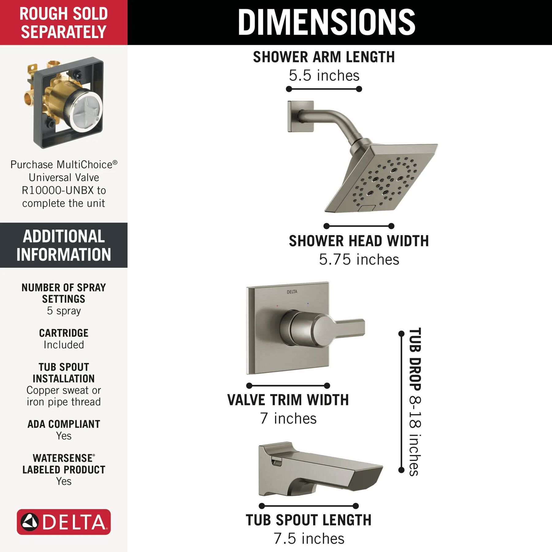 Monitor&reg; 14 Series H<sub>2</sub>Okinetic&reg; Tub and Shower Trim (Recertified)
