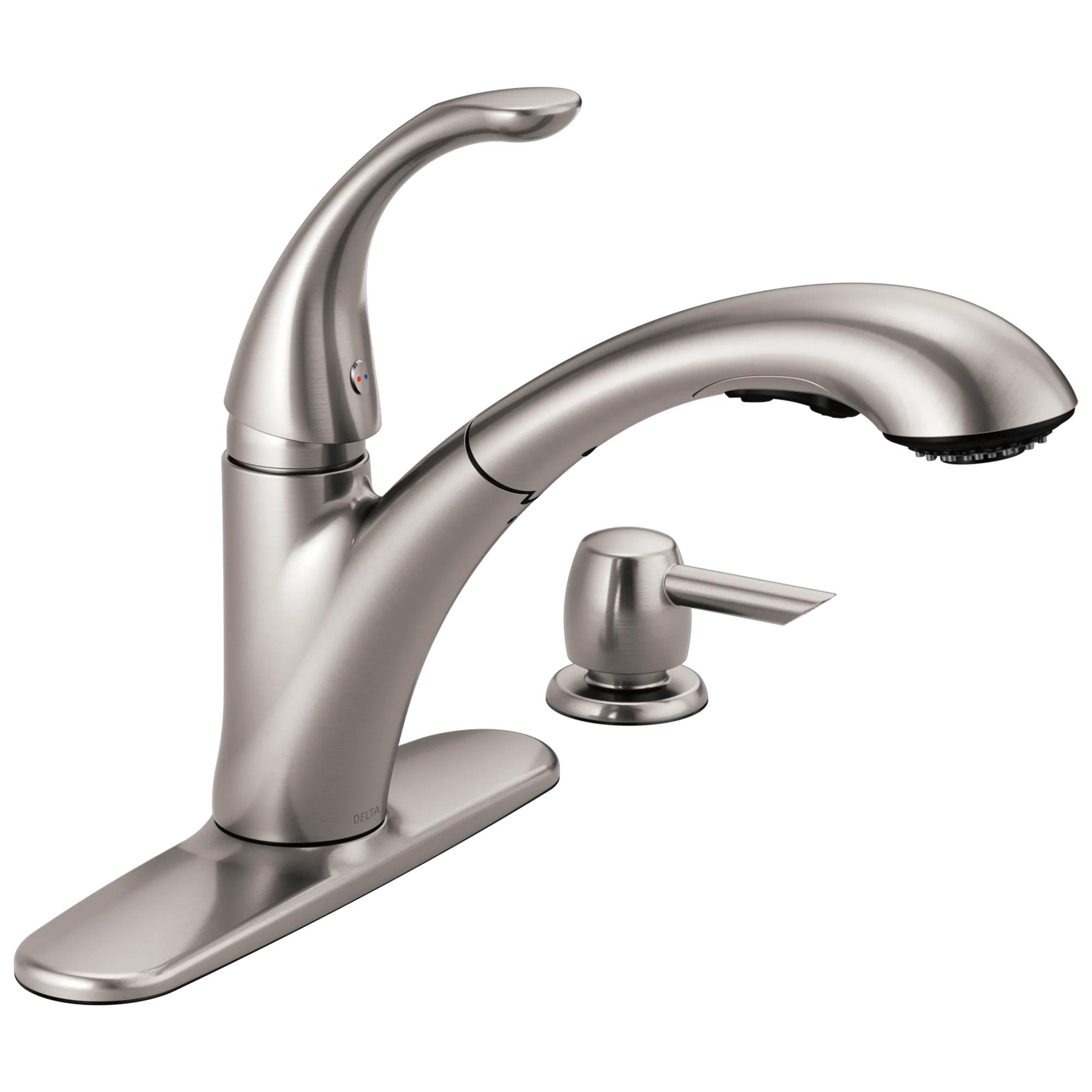 Single Handle Pull-Out Kitchen Faucet with Soap Dispenser