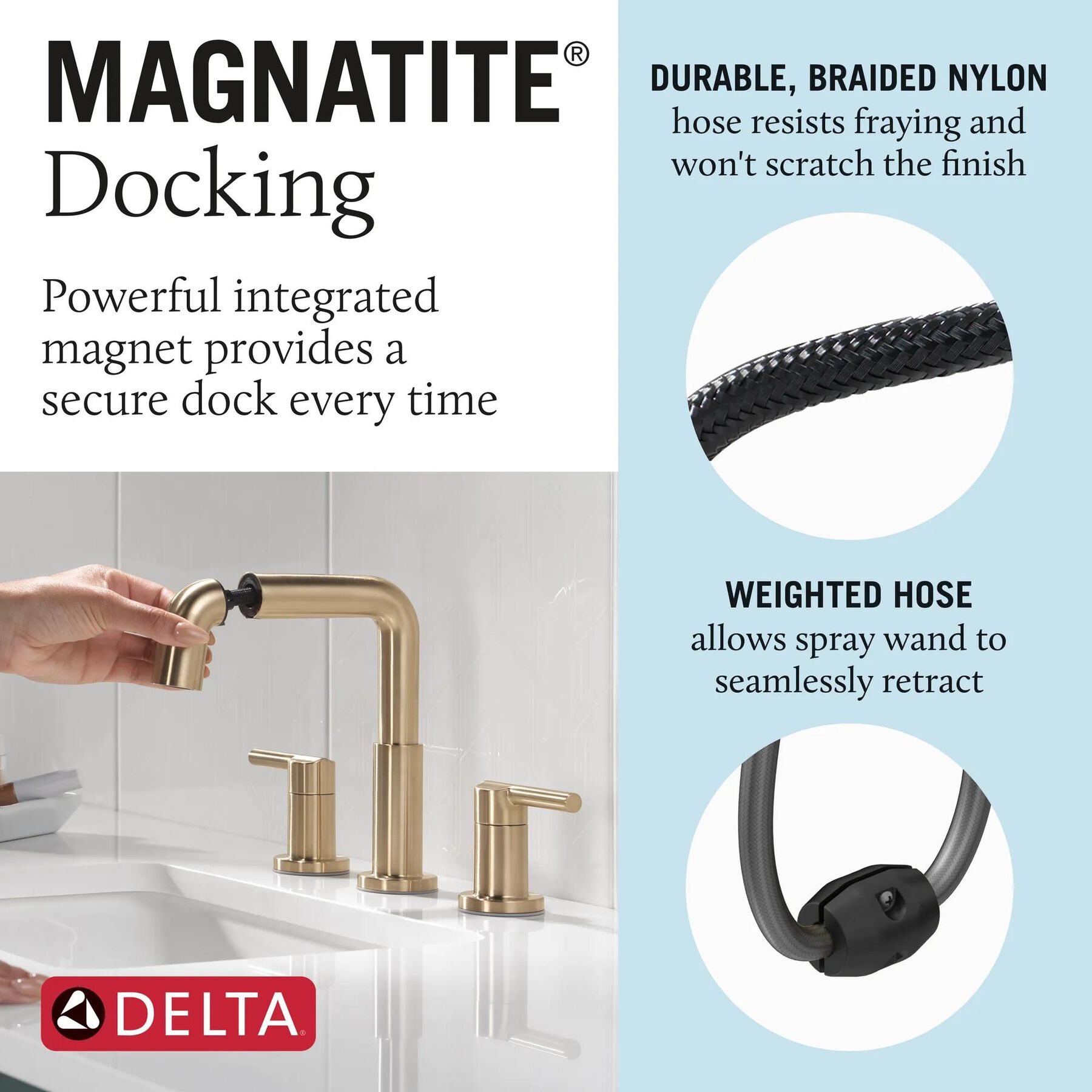 Two Handle Widespread Pull-Down Bathroom Faucet