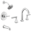 Widespread Lavatory Faucet with 14 Series Tub Shower Trim and Rough Bundle