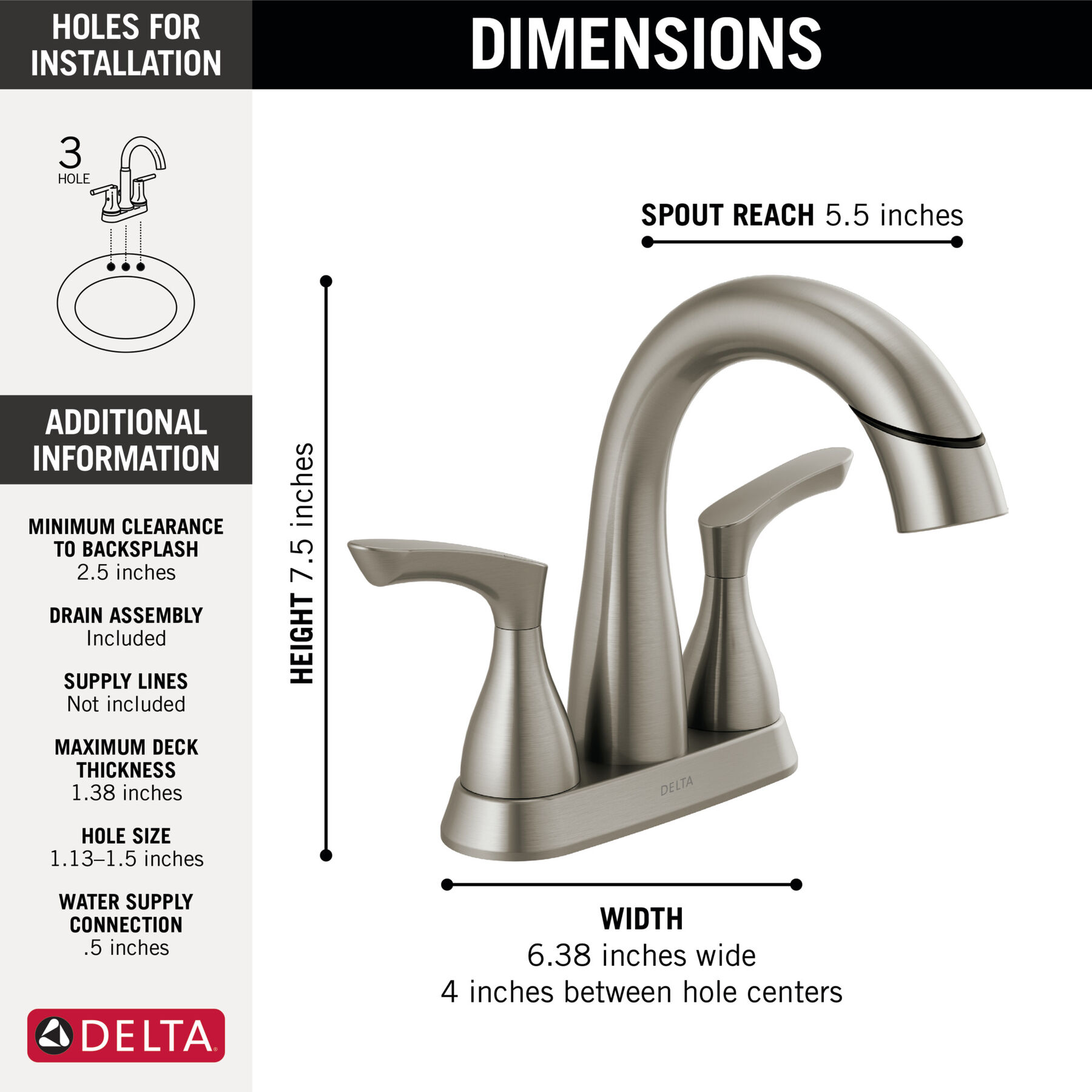 Two Handle Centerset Bathroom Faucet (Recertified)