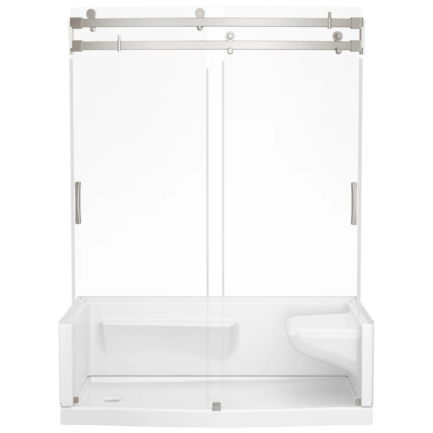 60x32 Alcove Shower Base with Door Bundle - Right Seat Left Drain Curve