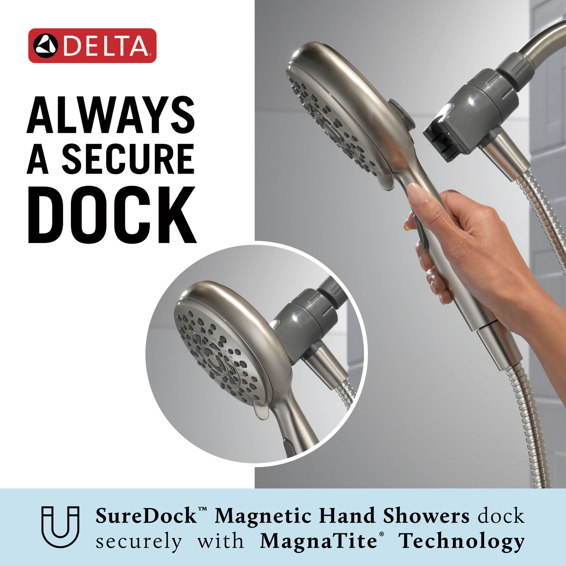 6-Setting SureDock&reg; Magnetic Hand Shower (Recertified)