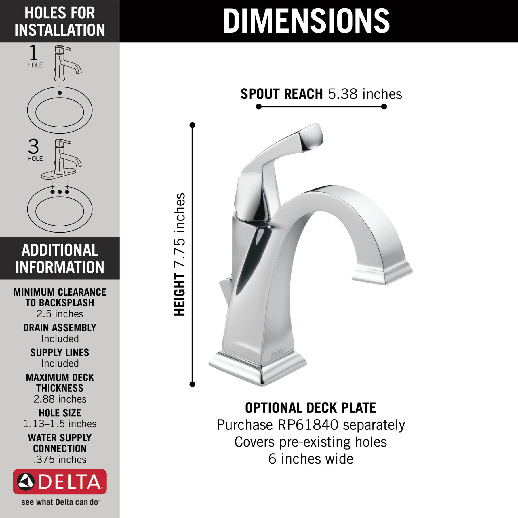 Single Handle Bathroom Faucet (Recertified)