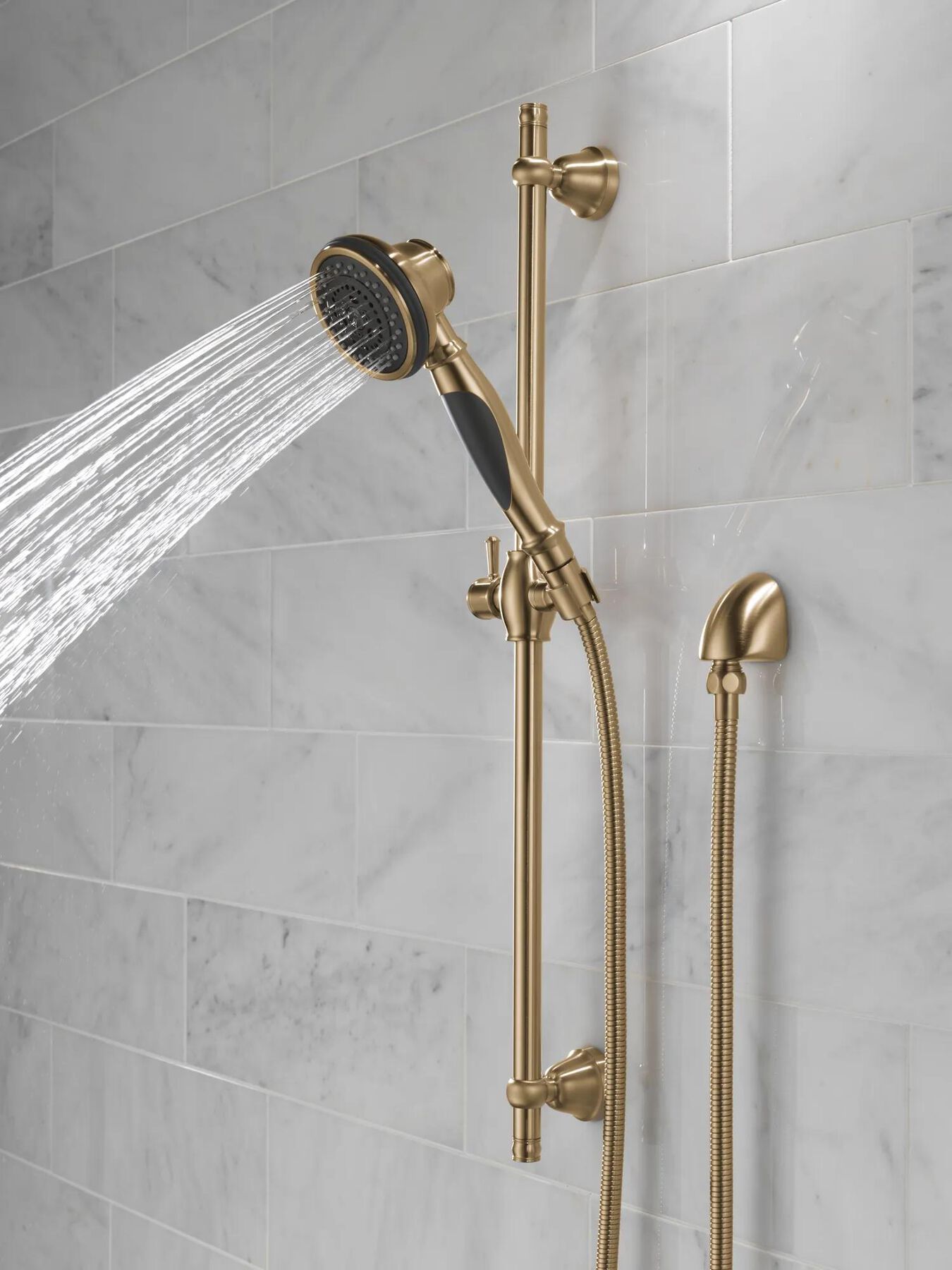 Premium 3-Setting Slide Bar Hand Shower with Wall Elbow
