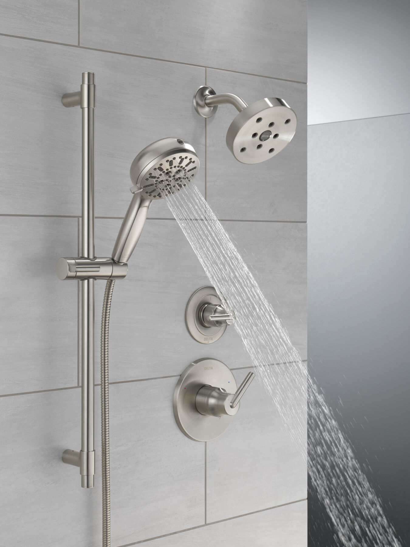 7-Setting Slide Bar Hand Shower with Cleaning Spray