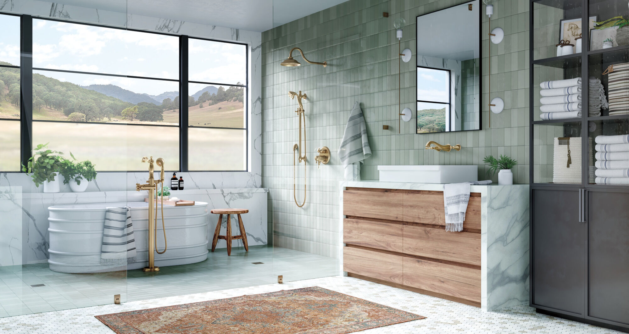 H2Okinetic® Single-Setting Raincan Shower Head in Champagne Bronze