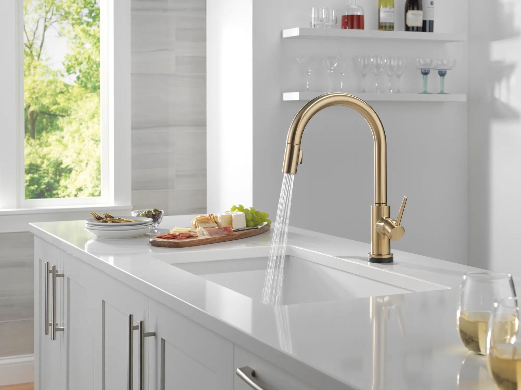 Touch2O with Touchless and VoiceIQ&reg; Technology Single Handle Pull-Down Kitchen Faucet with Soap Dispenser