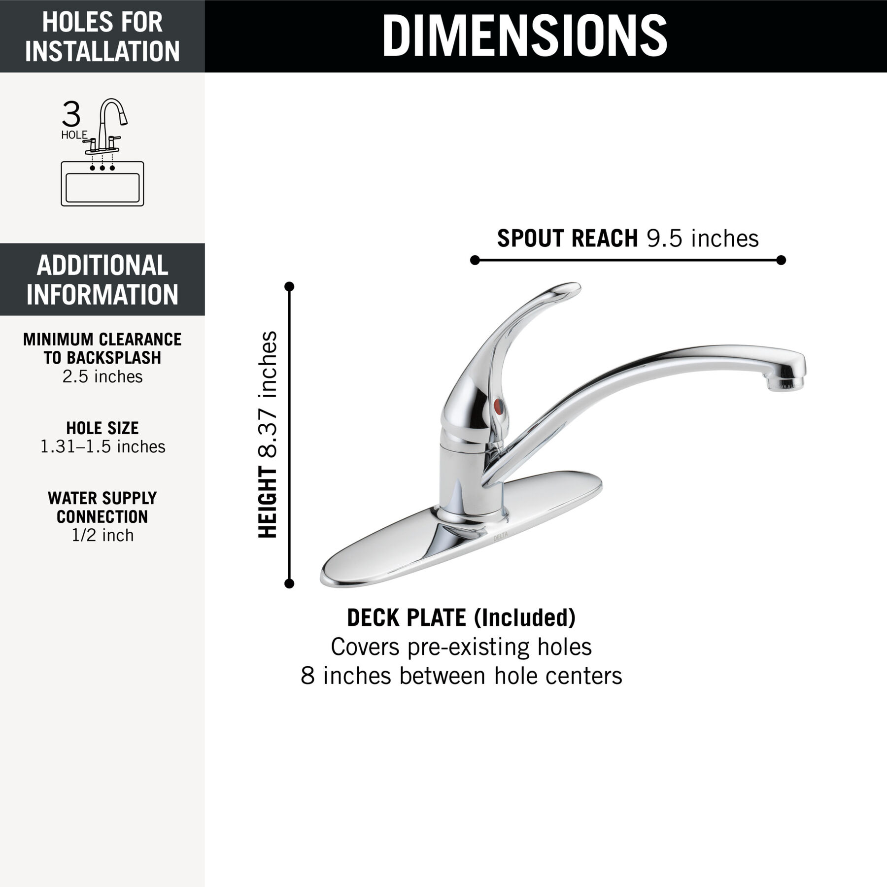 Single Handle Kitchen Faucet (Recertified)