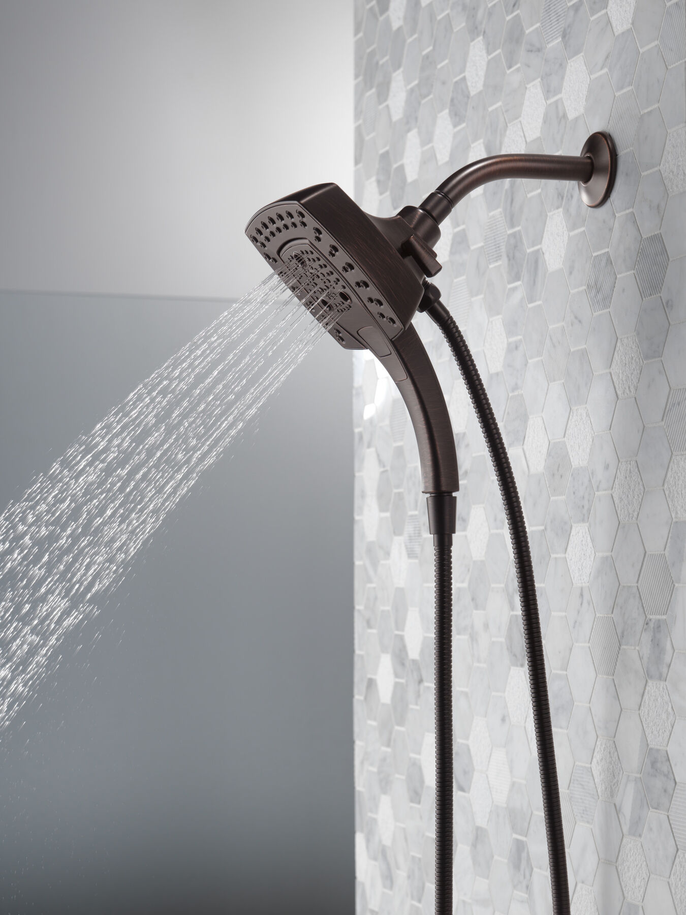 H<sub>2</sub>Okinetic&reg; In2ition&reg; 5-Setting Two-in-One Shower