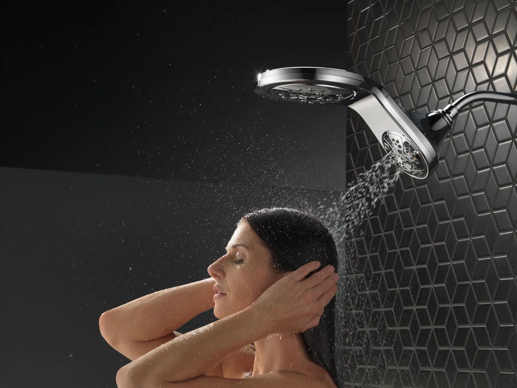 HydroRain&reg; H<sub>2</sub>Okinetic&reg; 5-Setting Two-in-One Shower Head
