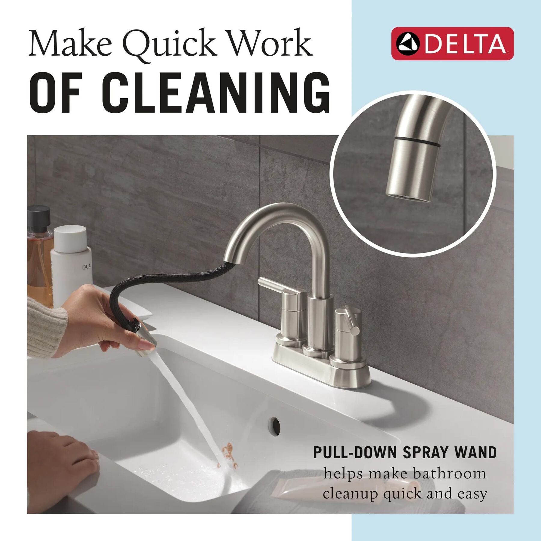 Two Handle Centerset Pull-Down Bathroom Faucet