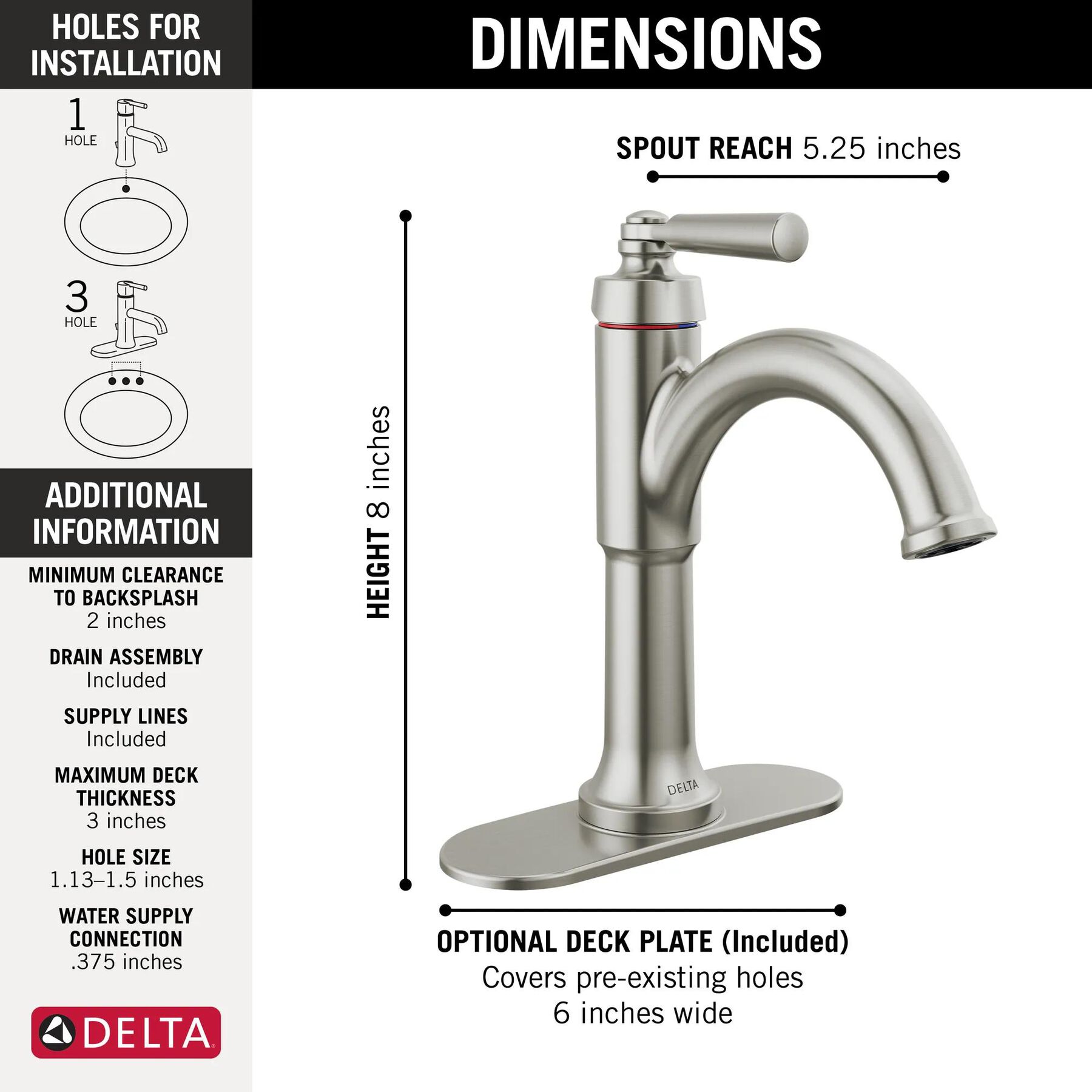 Single Handle Bathroom Faucet (Recertified)