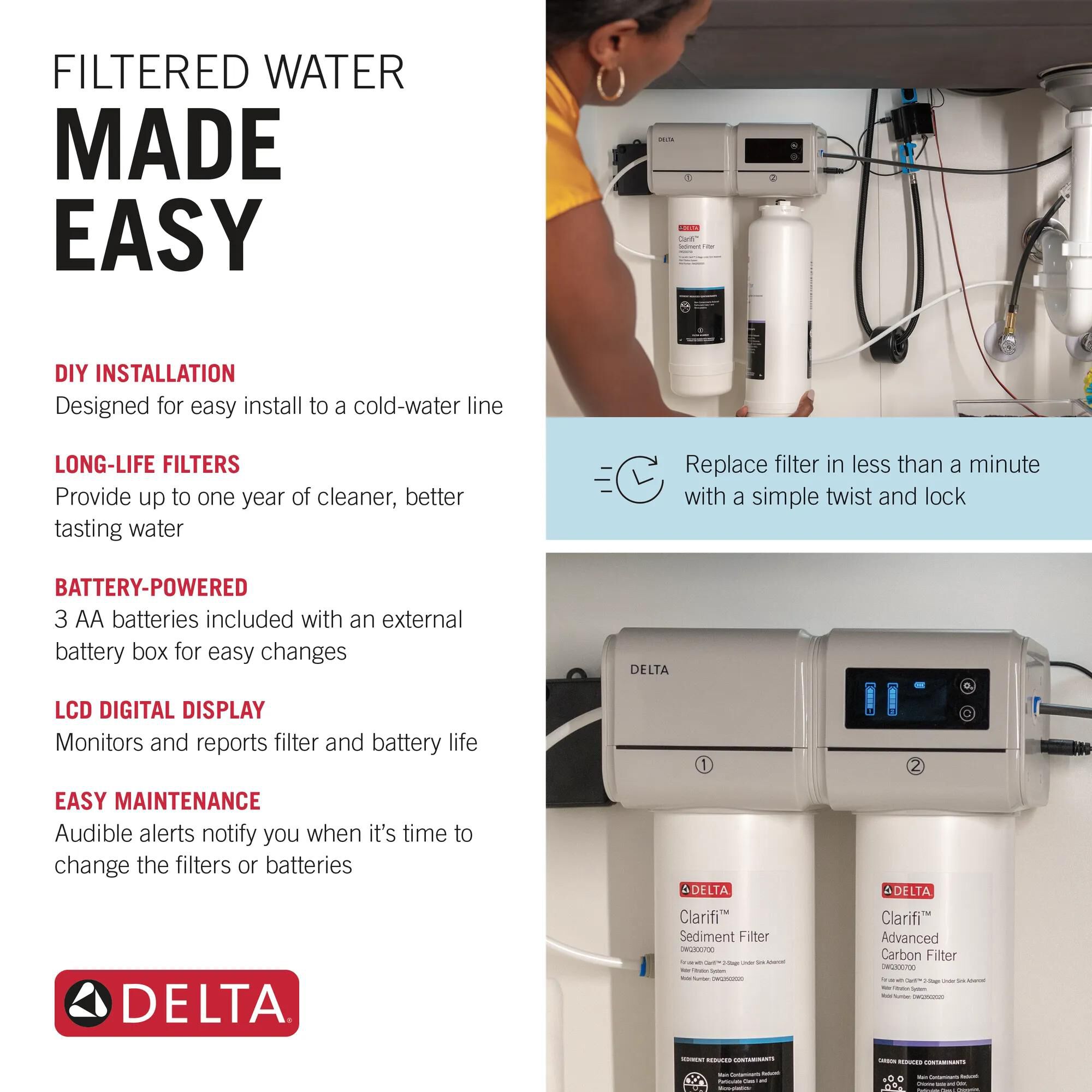 2-Stage Water Filtration System with Beverage Faucet Bundle in