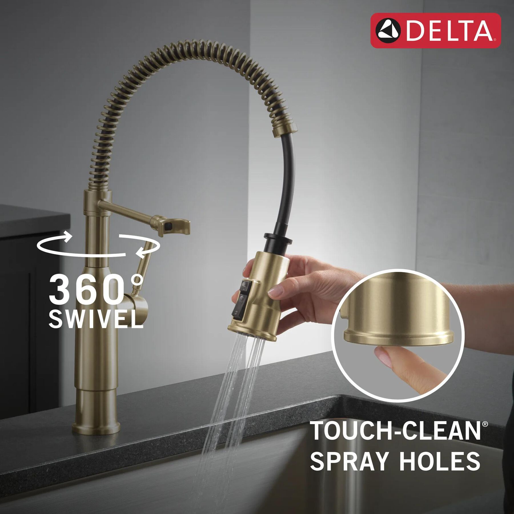 Single-Handle Pull-Down Spring Kitchen Faucet (Recertified)