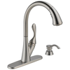 Single Handle Pull-Down Kitchen Faucet with Soap Dispenser