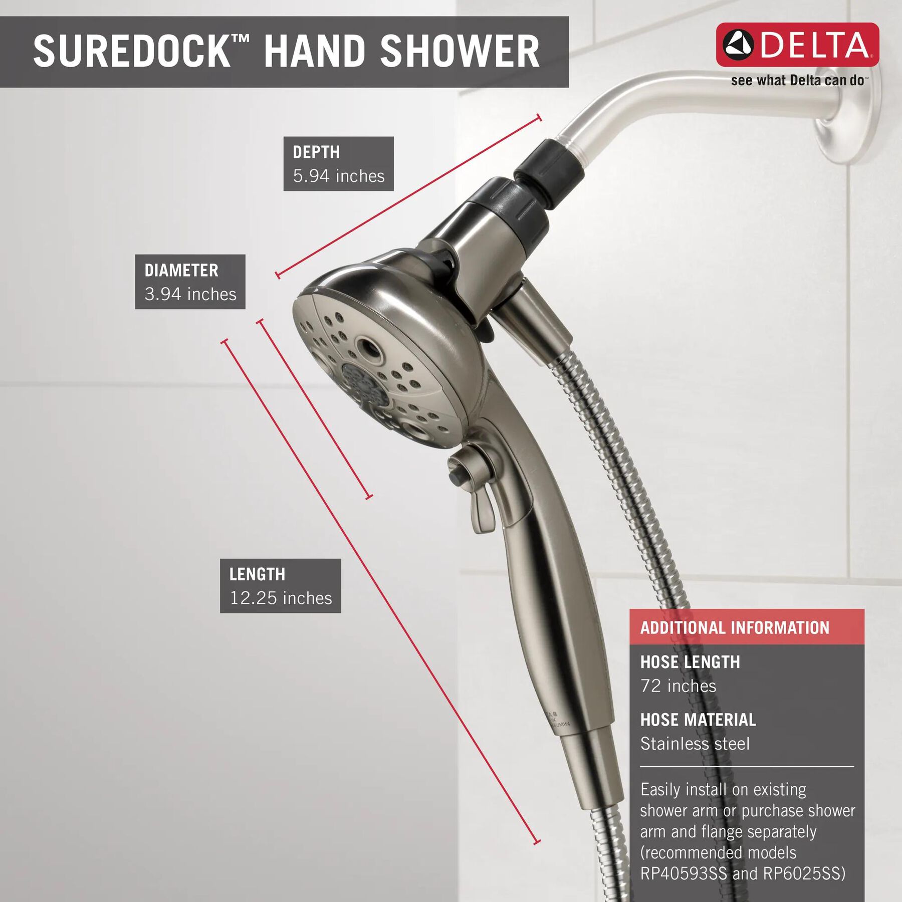 SureDock&trade; 5-Setting Hand Shower