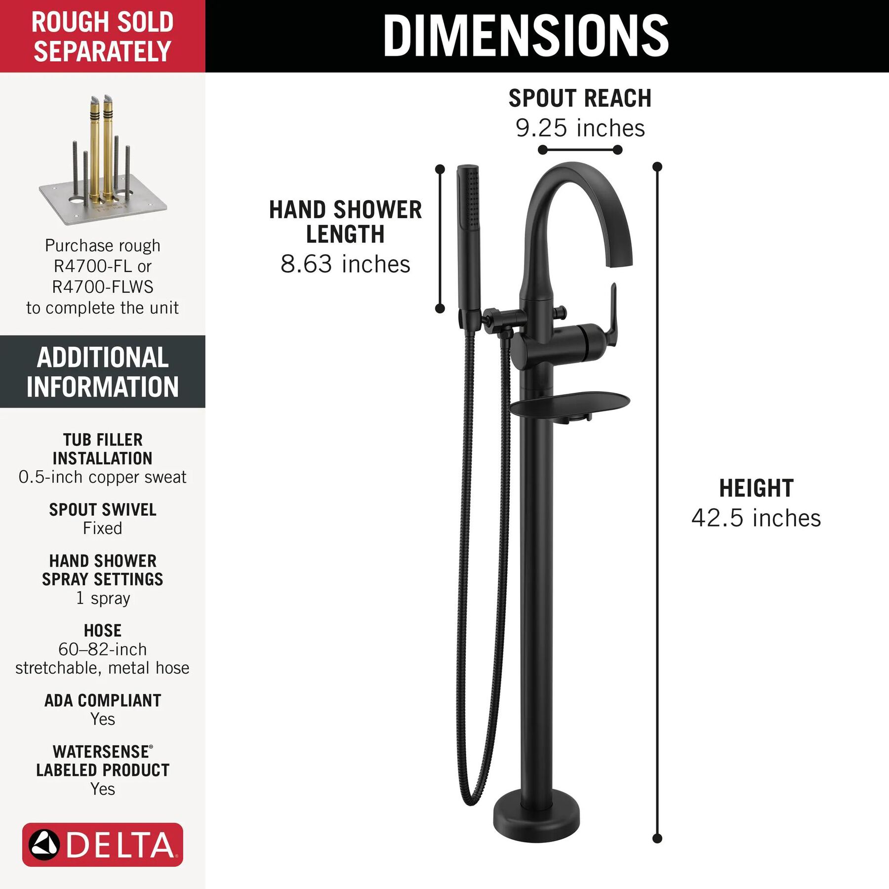 Floor Mount Tub Filler Trim