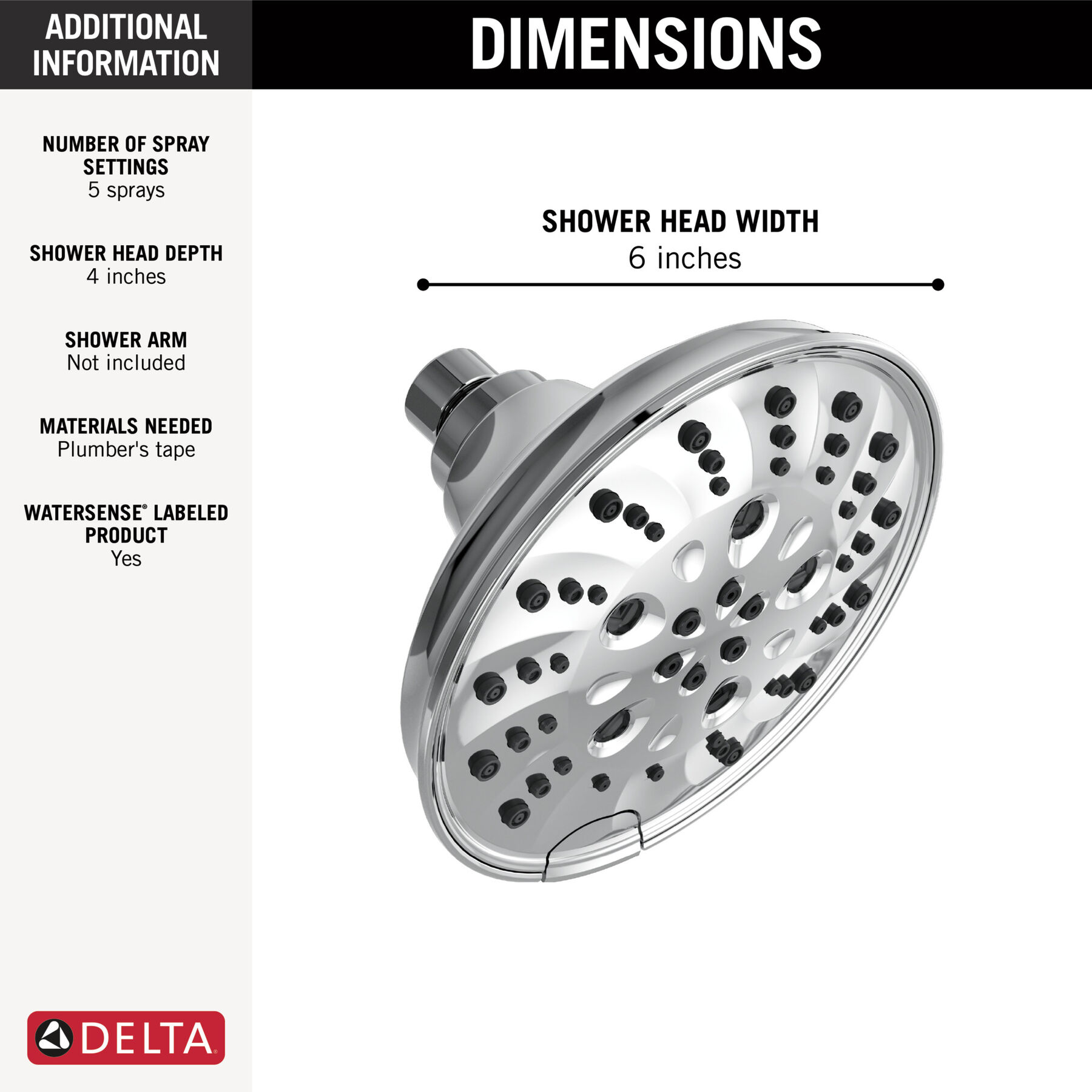 H2O Shower Head 1.75 GPM 5-Setting (Recertified)
