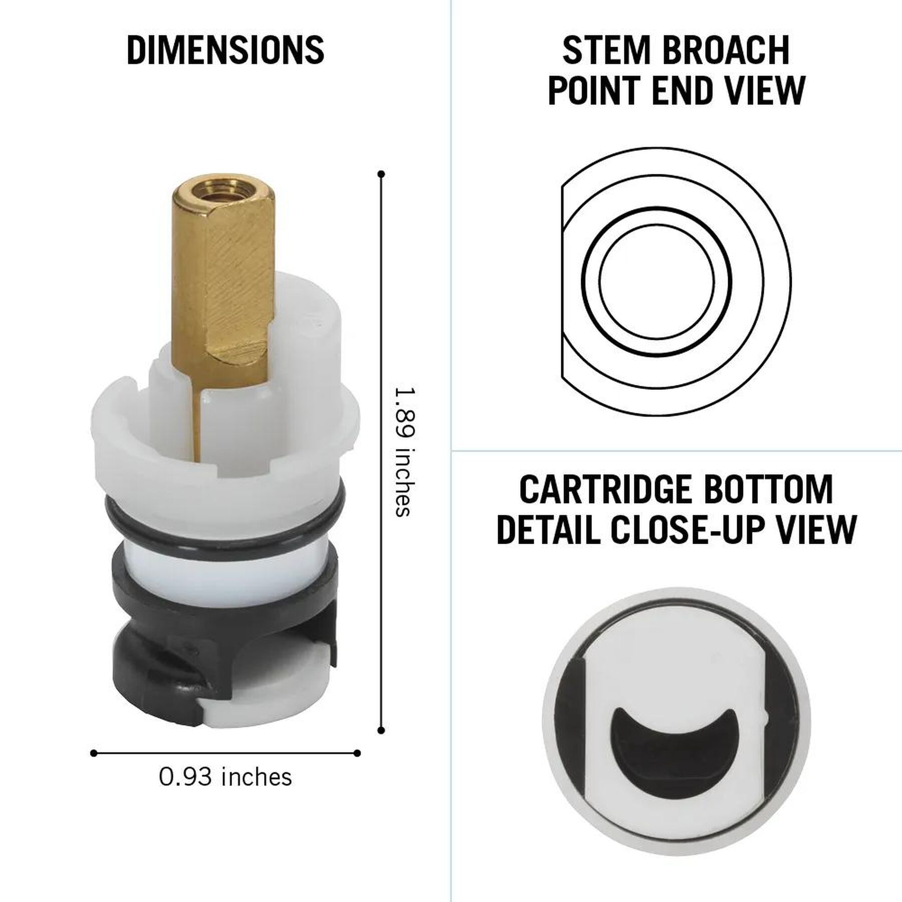 Stem Unit - Ceramic w/ Seat, O-Ring & Spring - 2H