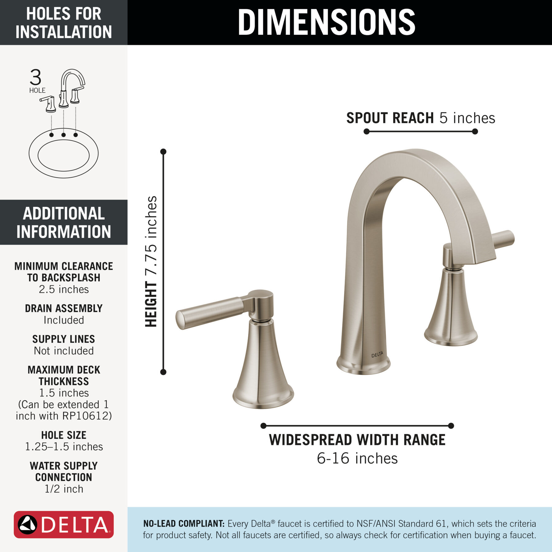 Widespread Lavatory Faucet with 14 Series Tub Shower Trim and Rough Bundle
