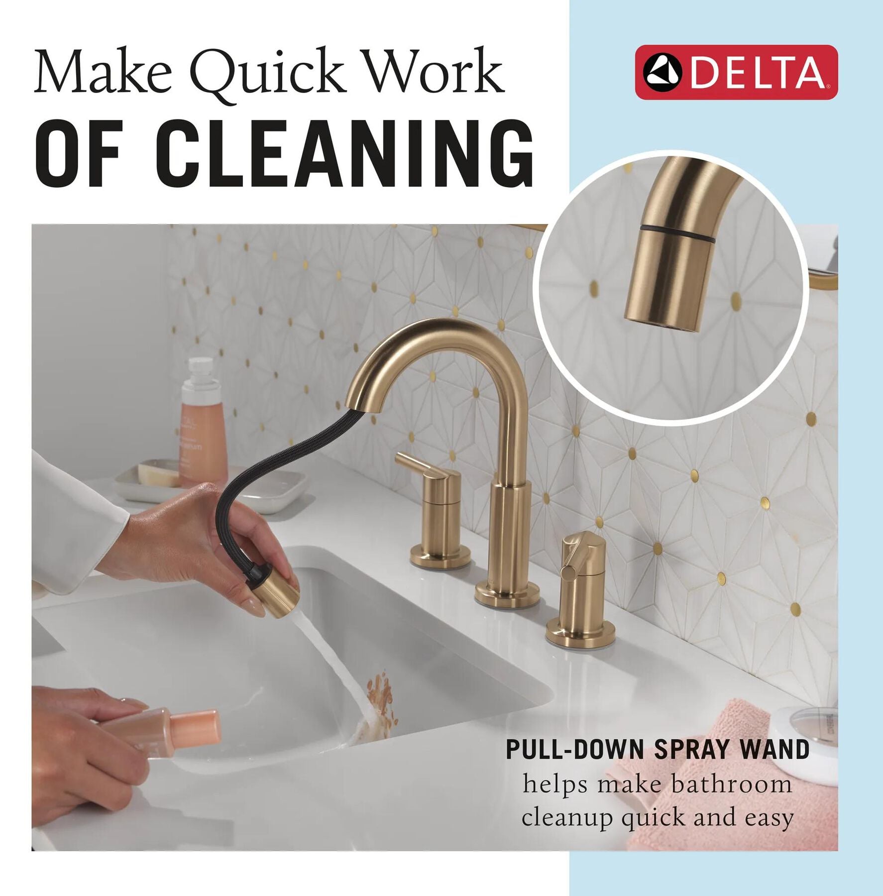 Two Handle Widespread Pull-Down Bathroom Faucet